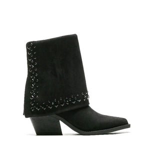 Smile Favorites Cowboylaarzen Zwart Suedine Flap Studs