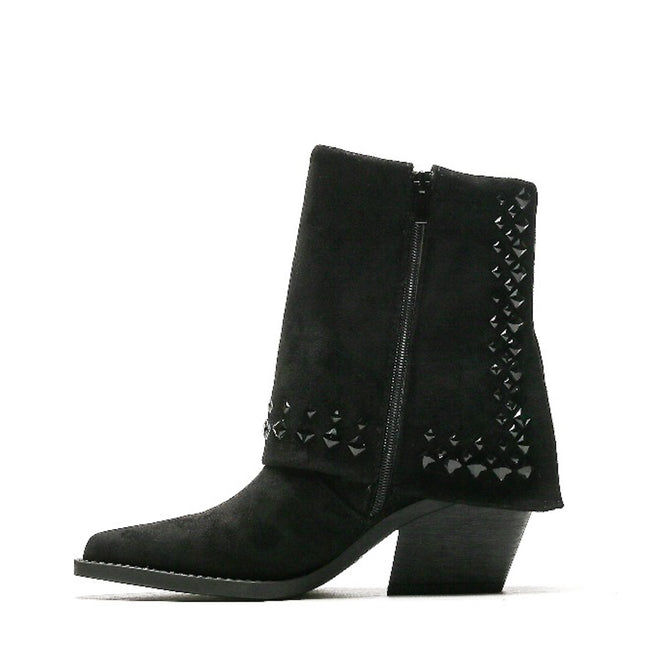 Smile Favorites Cowboylaarzen Zwart Suedine Flap Studs