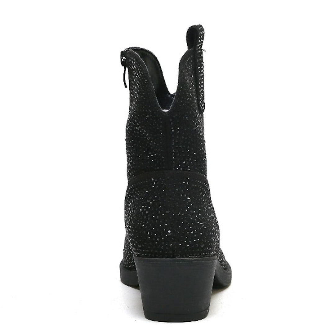Smile Favorites Cowboylaarzen Zwart Suedine Kort Strass