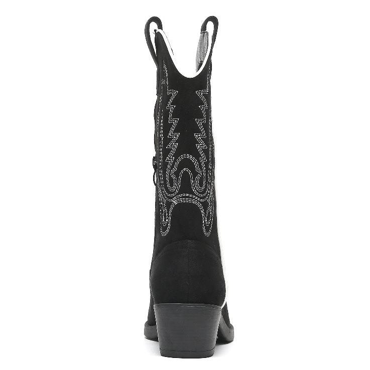 Smile Favorites Cowboylaarzen Zwart suedine met witte Stiksels