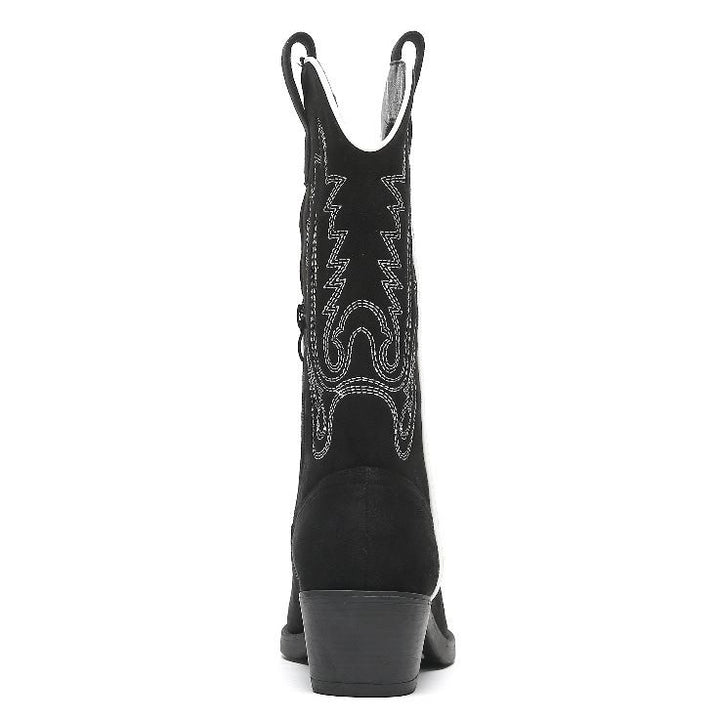 Smile Favorites Cowboylaarzen Zwart suedine met witte Stiksels
