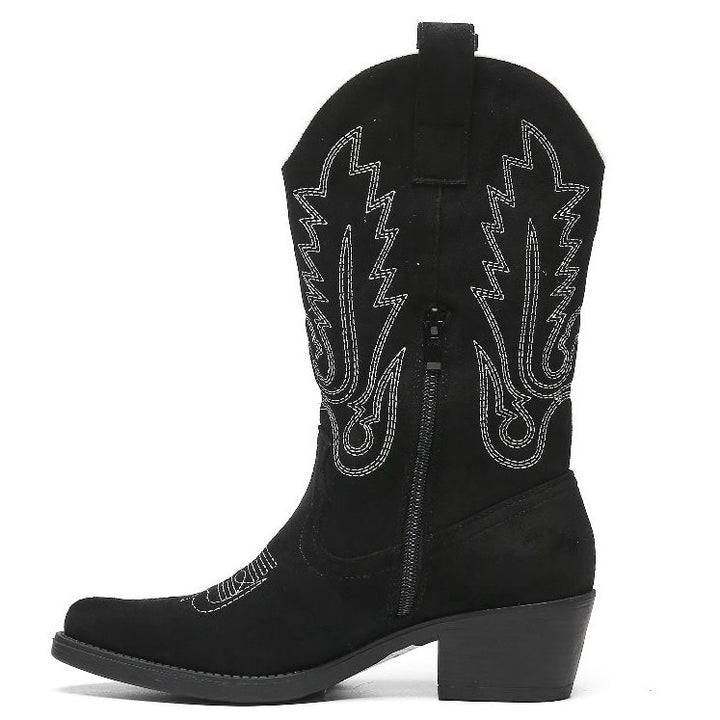 Smile Favorites Cowboylaarzen Zwart suedine met witte Stiksels