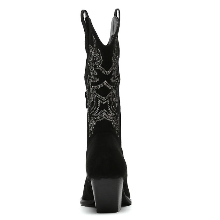 Smile Favorites Cowboylaarzen Zwart Suedine Stiksels Beige