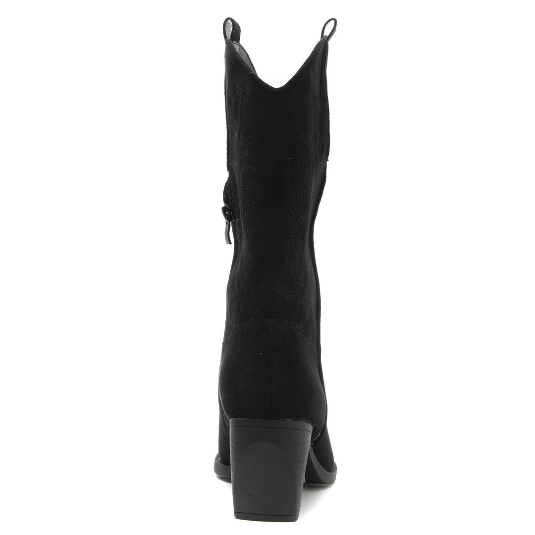 Smile Favorites Cowboylaarzen Zwart Suedine Stiksels