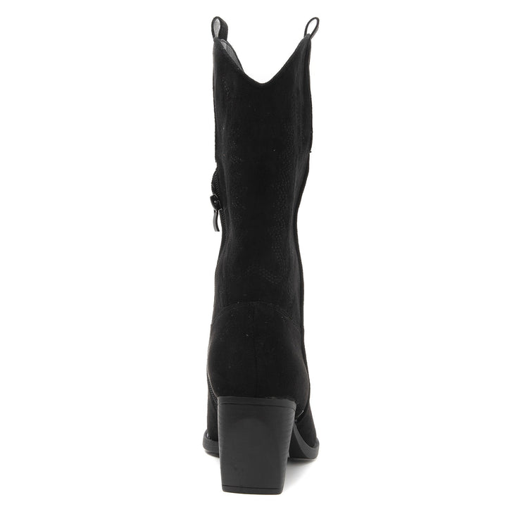 Smile Favorites Cowboylaarzen Zwart Suedine Stiksels