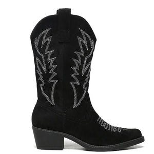 Smile Favorites Cowboylaarzen Zwart Suedine Western