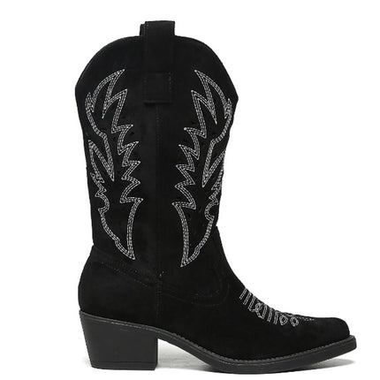 Smile Favorites Cowboylaarzen Zwart Suedine Western