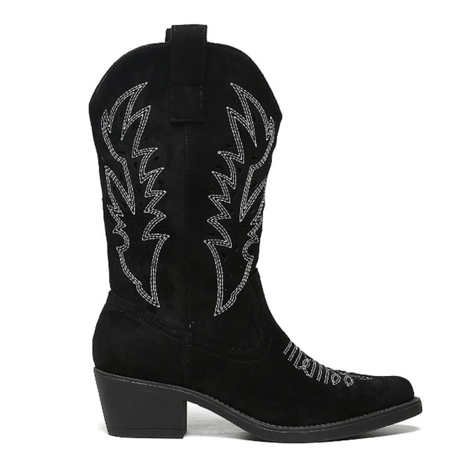 Smile Favorites Cowboylaarzen Zwart Suedine Western