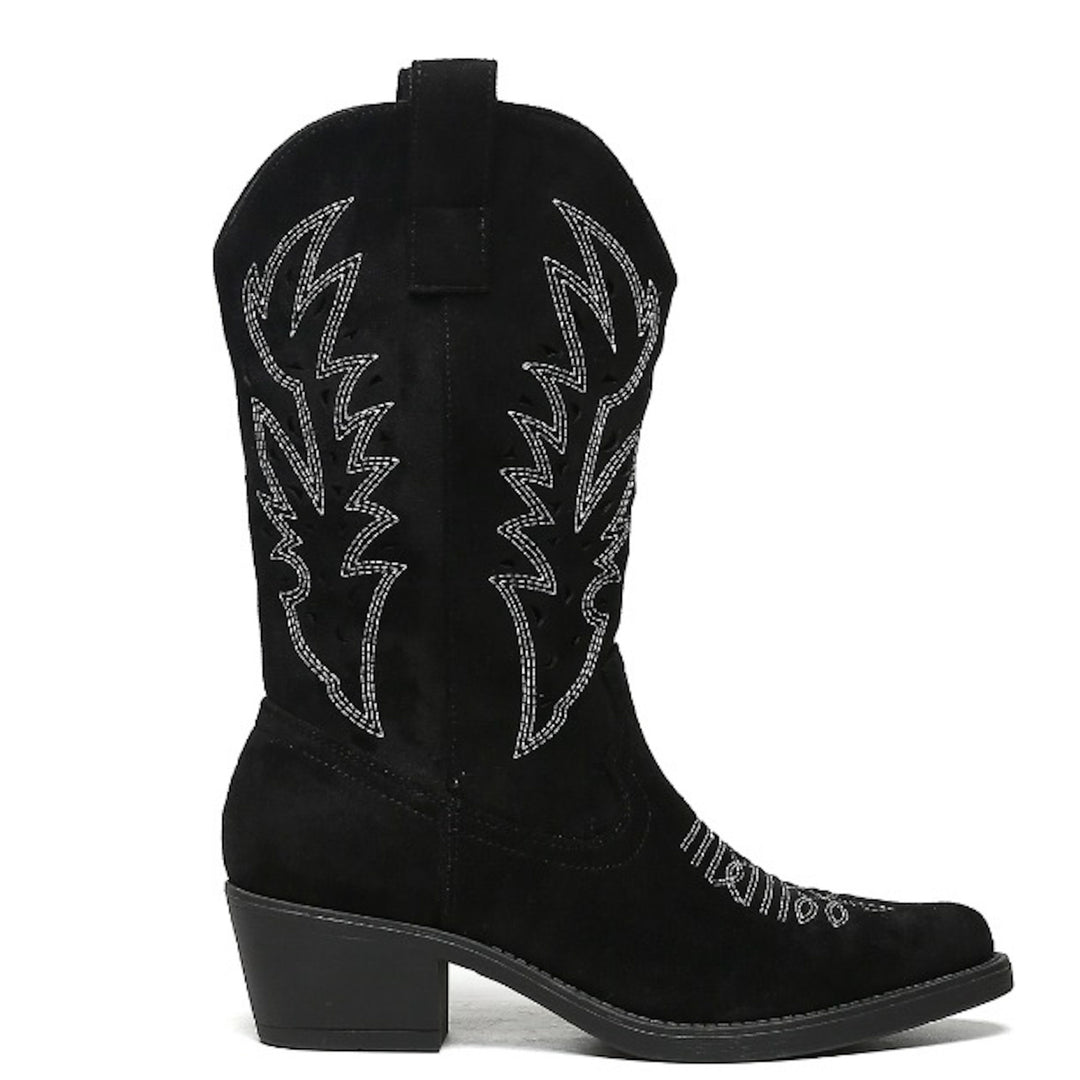 Smile Favorites Cowboylaarzen Zwart Suedine Western