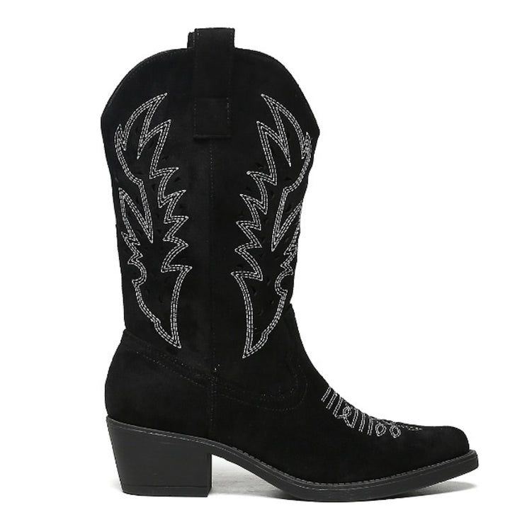 Smile Favorites Cowboylaarzen Zwart Suedine Western