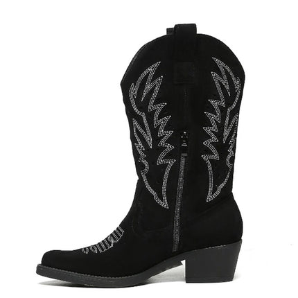 Smile Favorites Cowboylaarzen Zwart Suedine Western