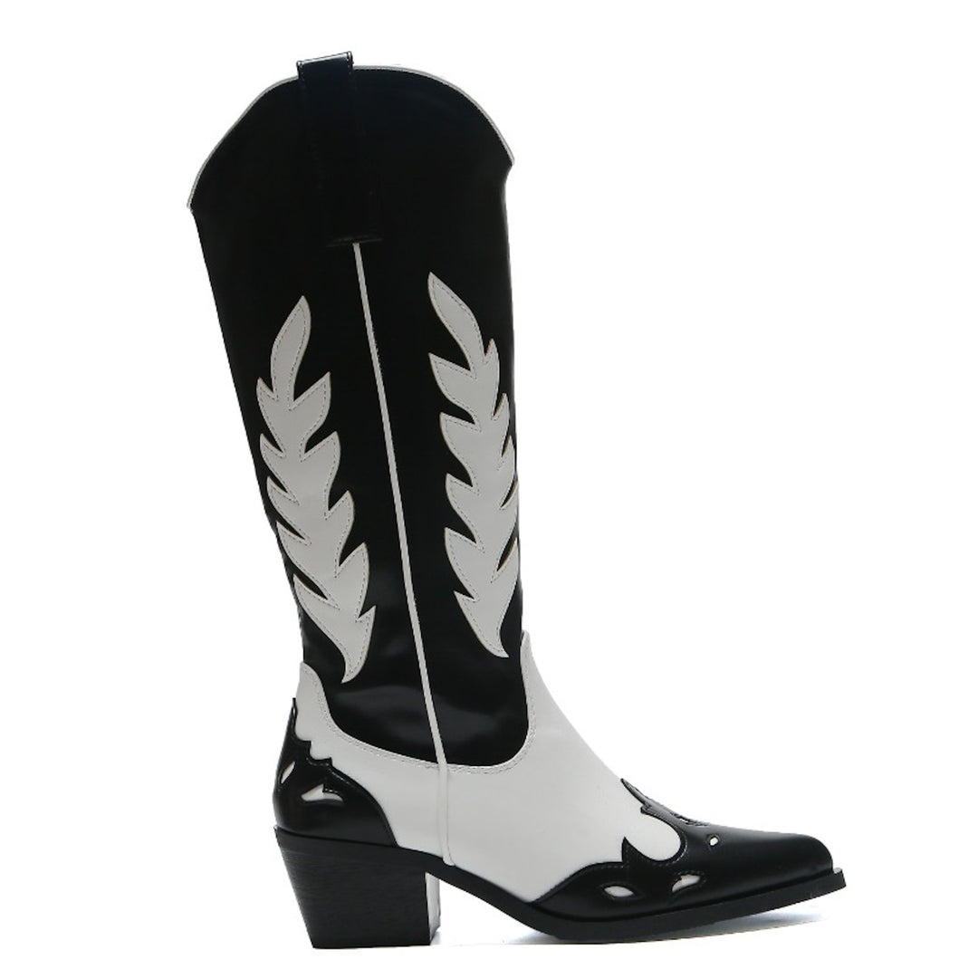 Smile Favorites Cowboylaarzen Zwart Wit Bohemian Hoog