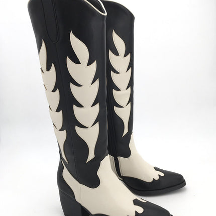 Smile Favorites Cowboylaarzen Zwart Wit hoog