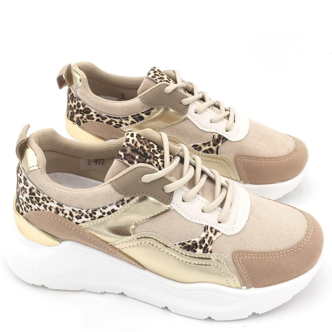 Smile Favorites Dad Sneakers Beige Leopard
