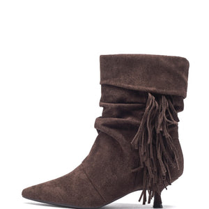 Smile Favorites Enkellaarsjes Bruin Suedine Franjes