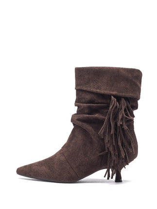 Smile Favorites Enkellaarsjes Bruin Suedine Franjes