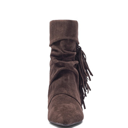 Smile Favorites Enkellaarsjes Bruin Suedine Franjes