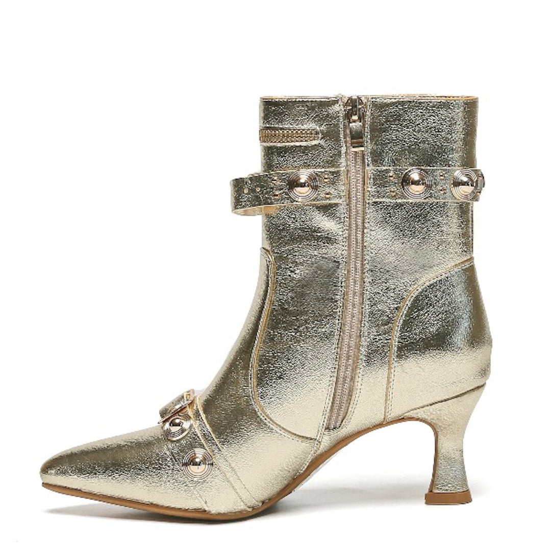 Smile Favorites Enkellaarsjes Goud Studded Zip