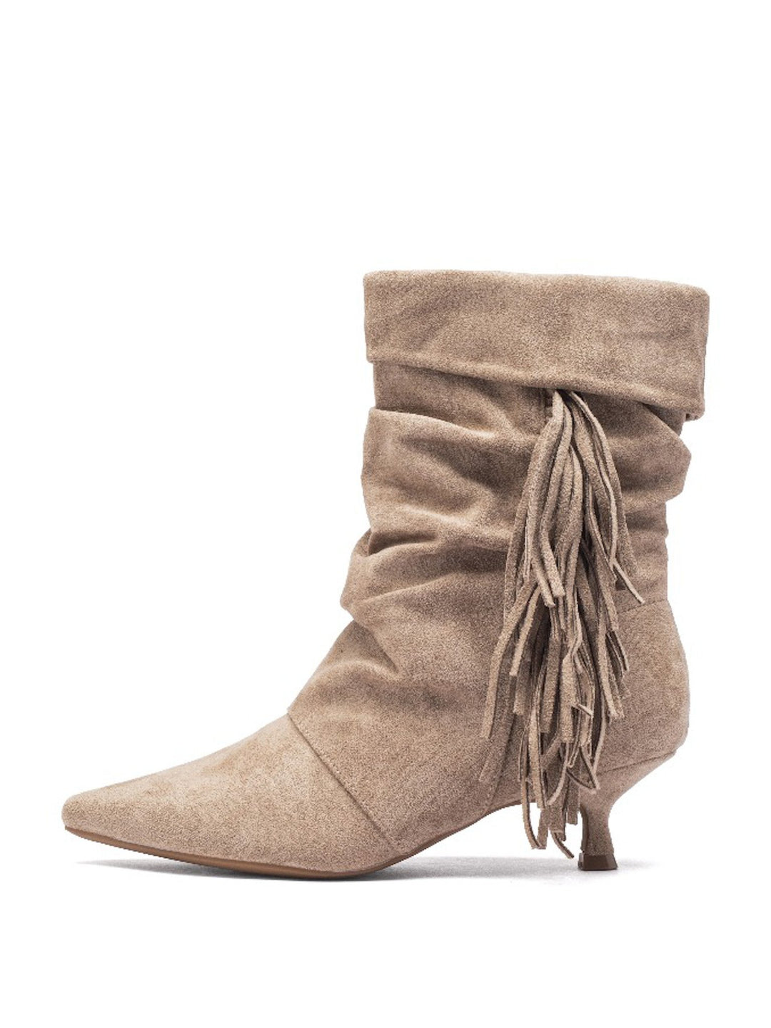 Smile Favorites Enkellaarsjes Khaki Suedine Franjes