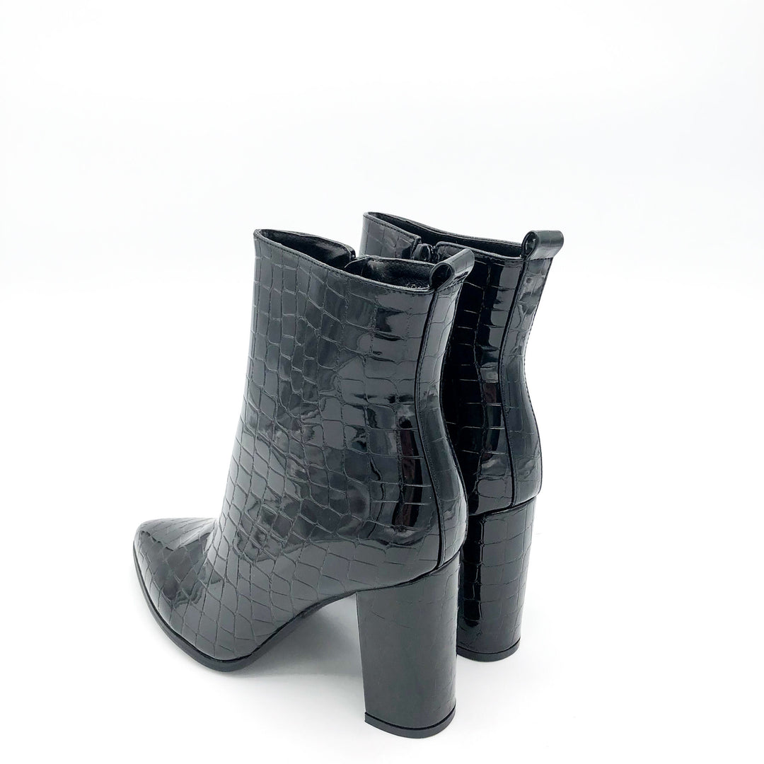 Smile Favorites Enkellaarsjes Zwart Lak Croco