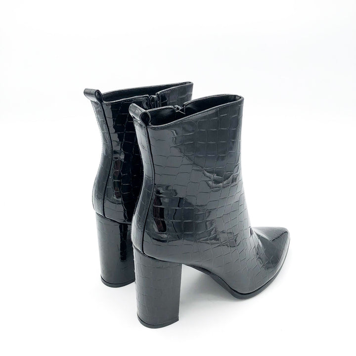 Smile Favorites Enkellaarsjes Zwart Lak Croco