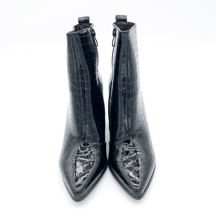 Smile Favorites Enkellaarsjes Zwart Lak Croco