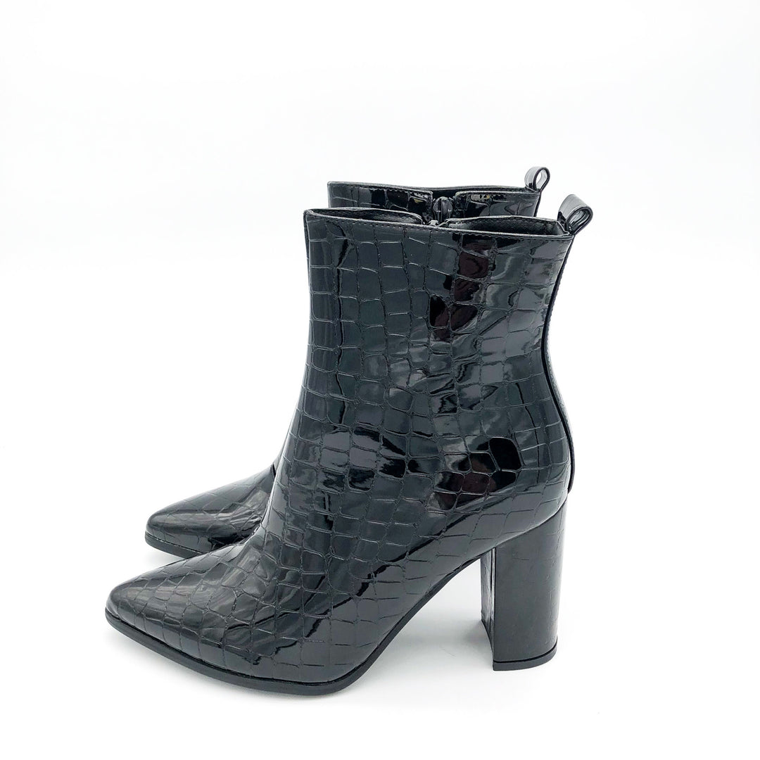 Smile Favorites Enkellaarsjes Zwart Lak Croco