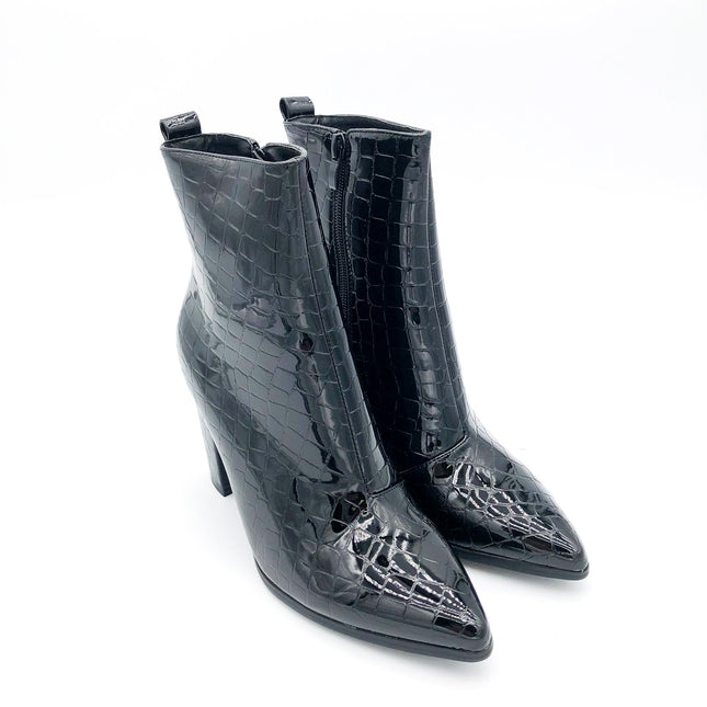 Smile Favorites Enkellaarsjes Zwart Lak Croco