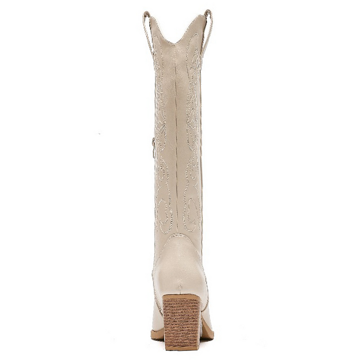 Smile Favorites Hoge Cowboylaarzen Beige Stiksels