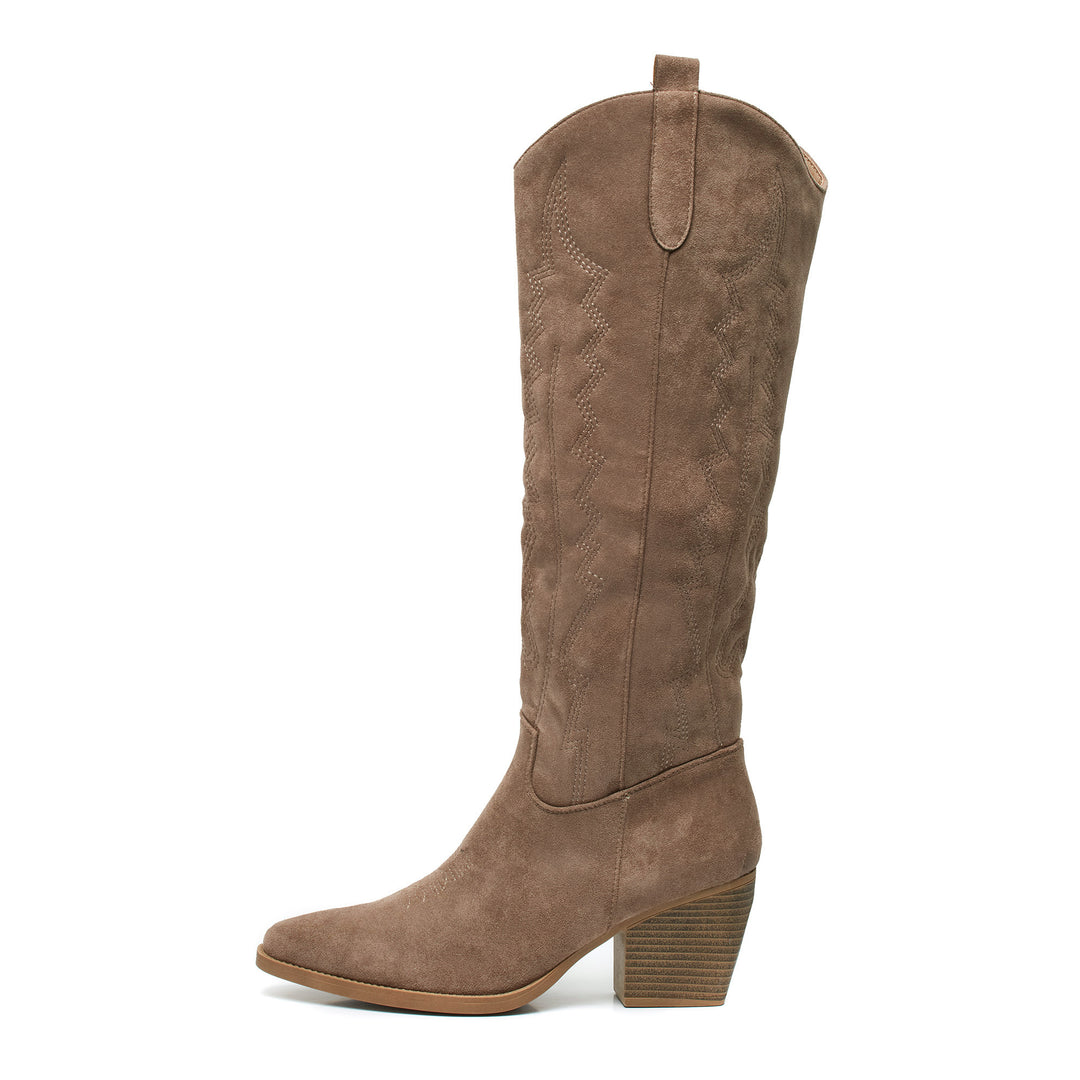 Smile Favorites Hoge Cowboylaarzen Khaki Stiksels
