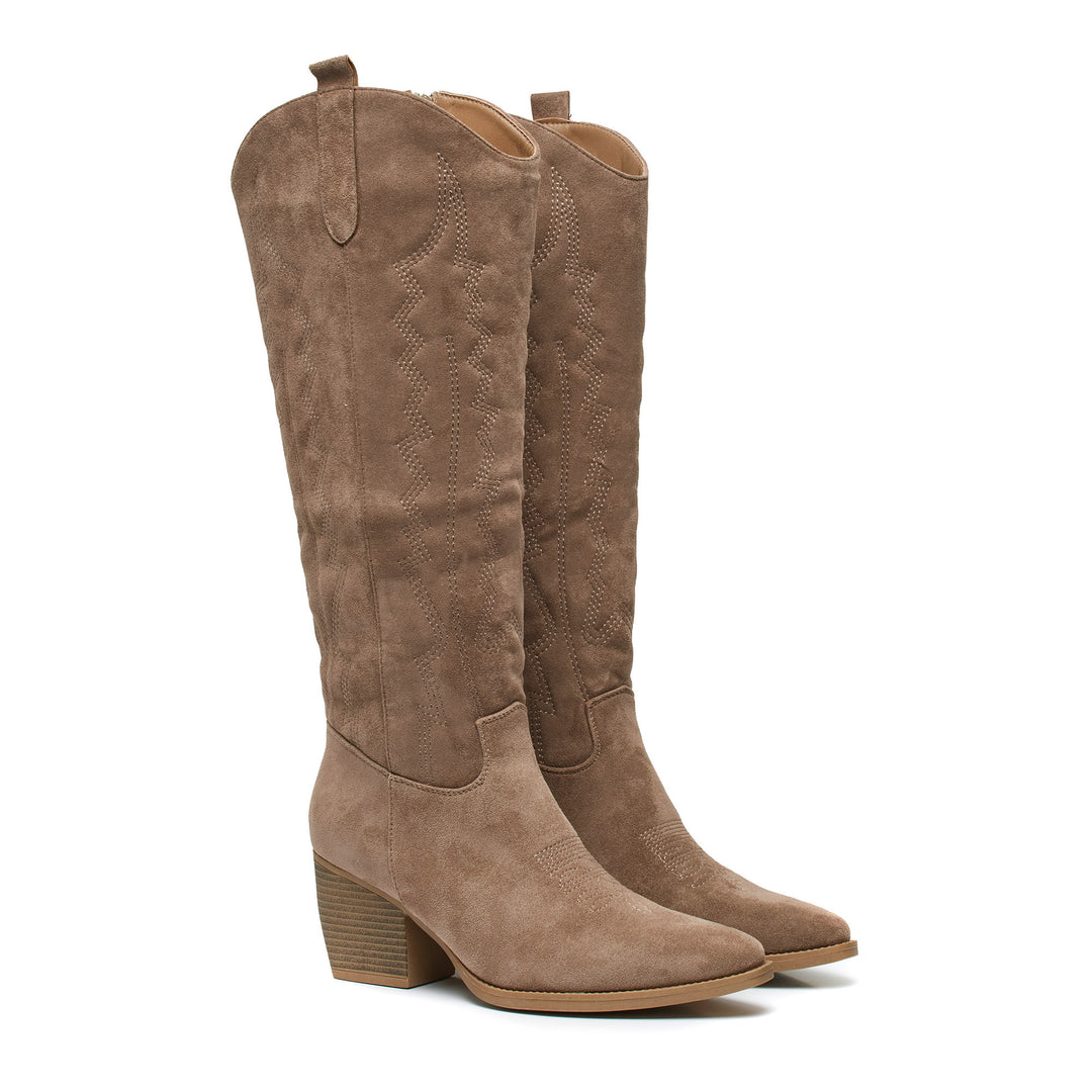 Smile Favorites Hoge Cowboylaarzen Khaki Stiksels