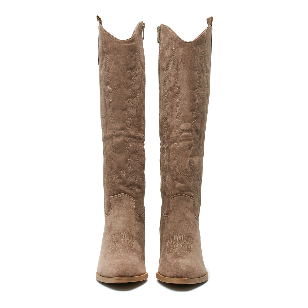 Smile Favorites Hoge Cowboylaarzen Khaki Stiksels