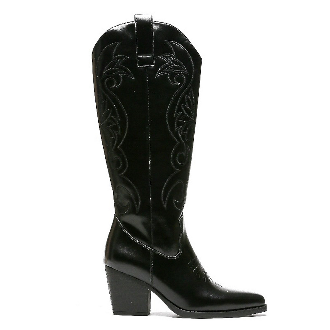 Smile Favorites Hoge Cowboylaarzen Zwart Stiksels