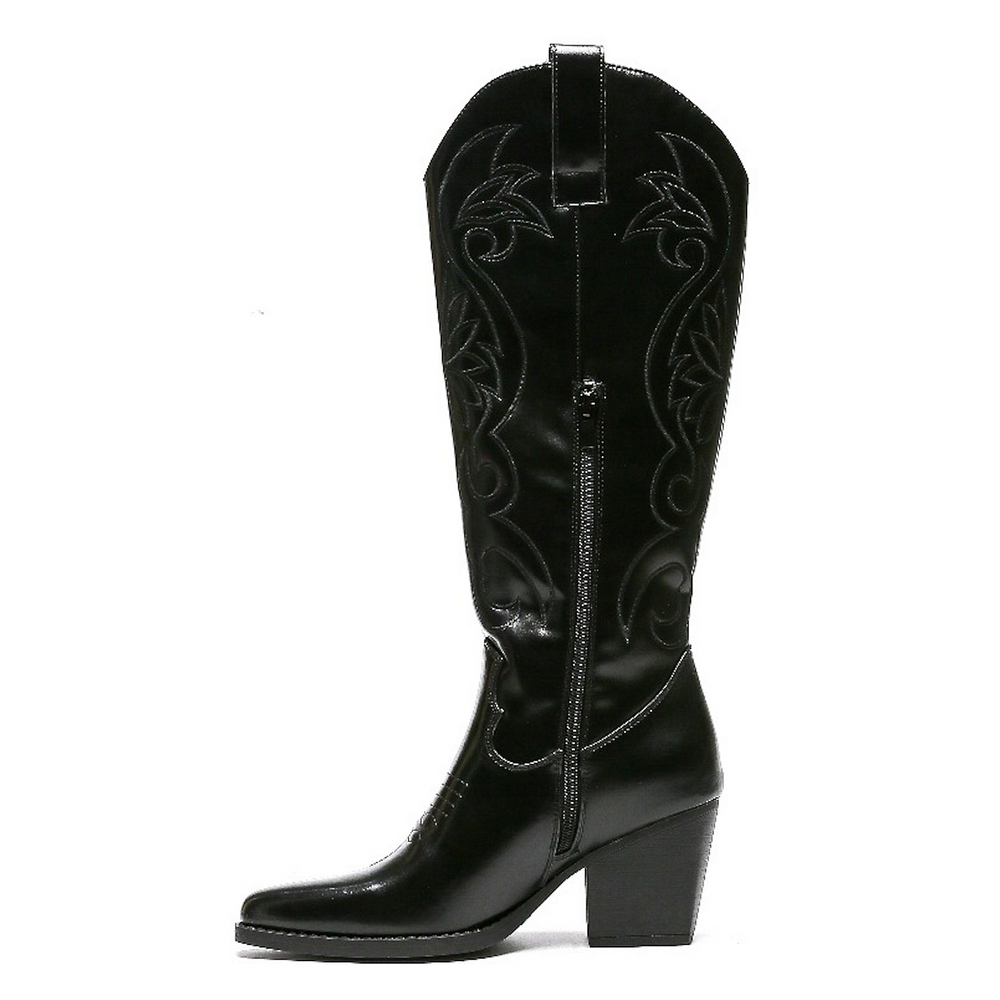 Smile Favorites Hoge Cowboylaarzen Zwart Stiksels
