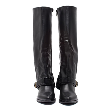 Smile Favorites Hoge Laarzen Zwart Flap Gouden Gesp