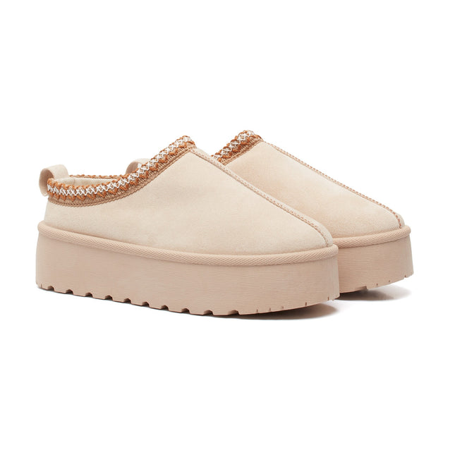 Smile Favorites Instap Pantoffel Beige Suedine Zig Zag