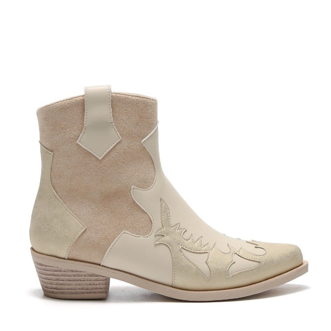 Smile Favorites Korte Cowboylaarzen Beige Flame Goud