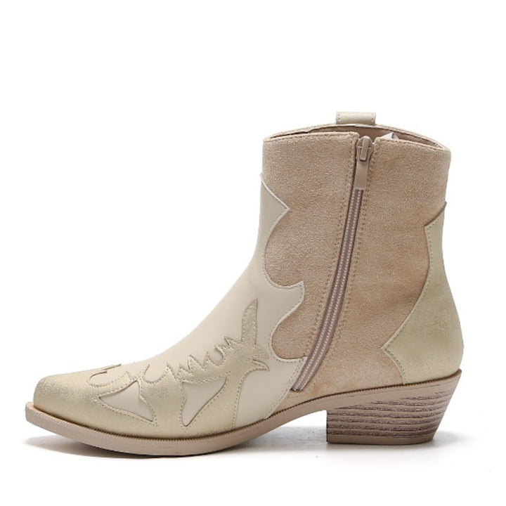 Smile Favorites Korte Cowboylaarzen Beige Flame Goud