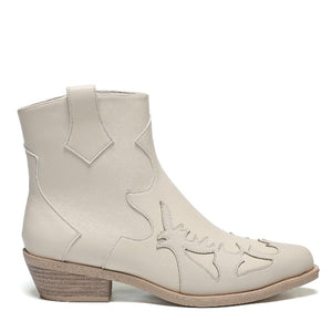 Smile Favorites Korte Cowboylaarzen Beige Flame Lage Hak