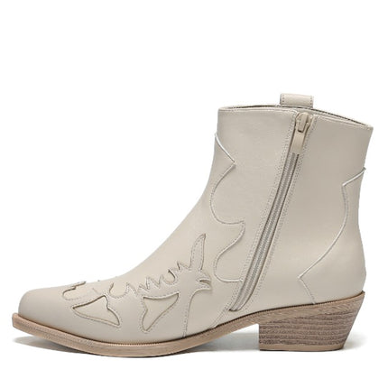 Smile Favorites Korte Cowboylaarzen Beige Flame Lage Hak