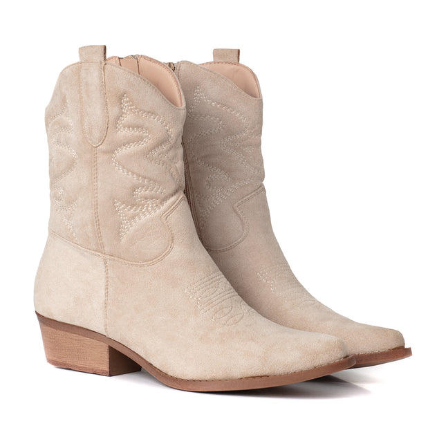 Smile Favorites Korte Cowboylaarzen Beige Suedine