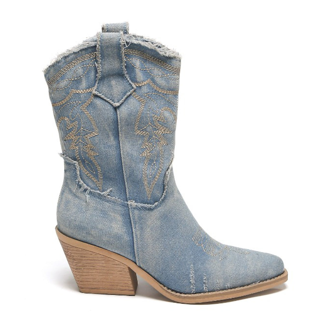 Smile Favorites Korte Cowboylaarzen Blauw Denim Washed