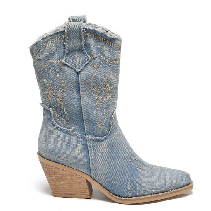 Smile Favorites Korte Cowboylaarzen Blauw Denim Washed