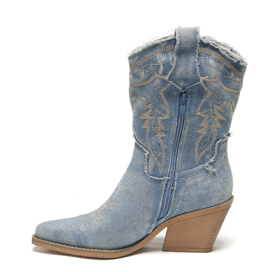 Smile Favorites Korte Cowboylaarzen Blauw Denim Washed