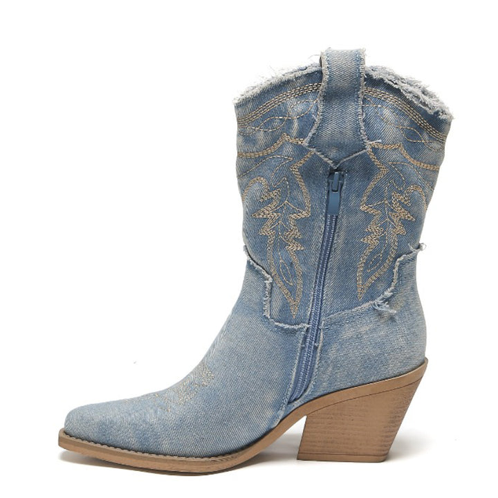 Smile Favorites Korte Cowboylaarzen Blauw Denim Washed