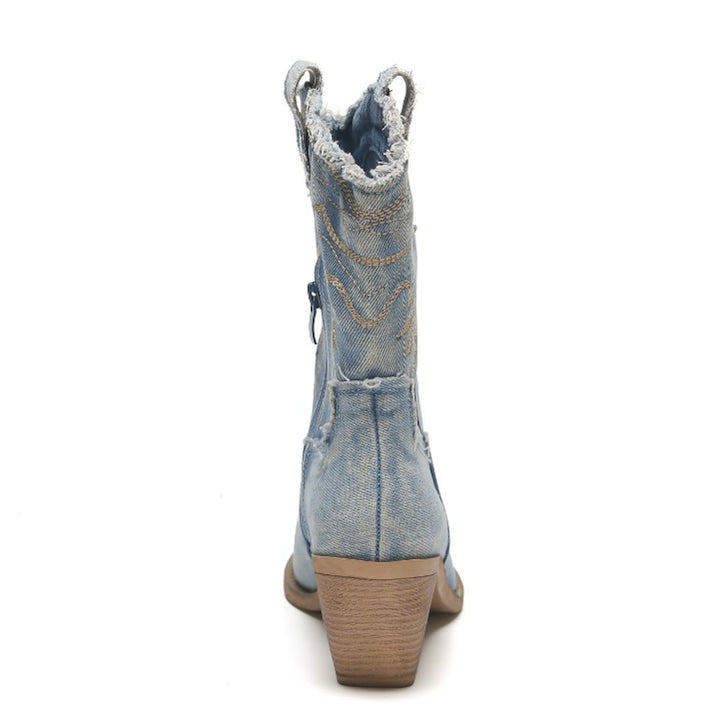 Smile Favorites Korte Cowboylaarzen Blauw Denim Washed