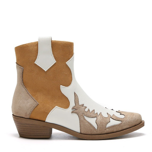 Smile Favorites Korte Cowboylaarzen Camel Flame Khaki