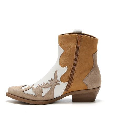 Smile Favorites Korte Cowboylaarzen Camel Flame Khaki