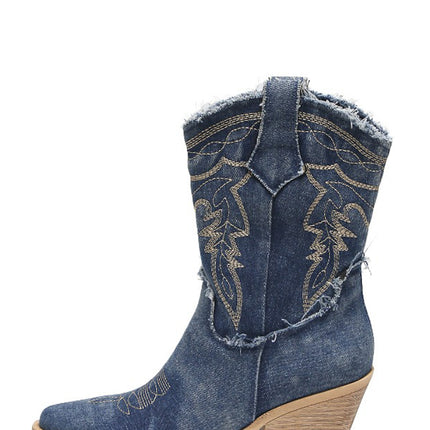 Smile Favorites Korte Cowboylaarzen Donker Blauw Denim Washed