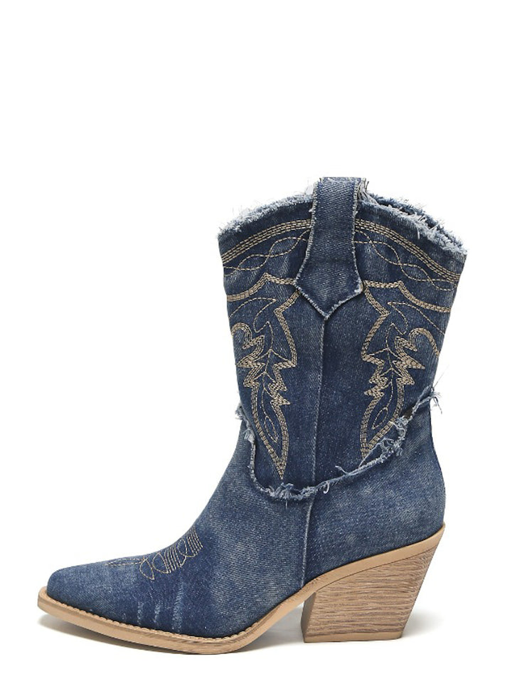 Smile Favorites Korte Cowboylaarzen Donker Blauw Denim Washed